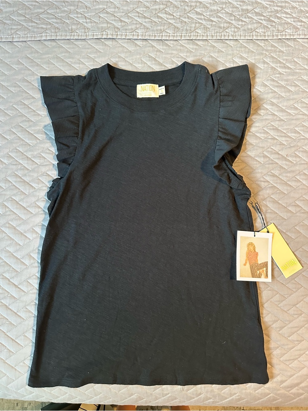 Nation LTD Black Ruffle Sleeve Tank Top
